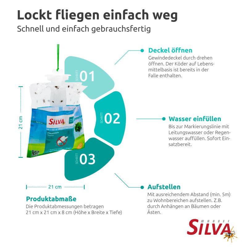 Fliegenfalle Outdoor (Monitoring) von Silva  - 4er Sparset - natürlicher Wirkstoff